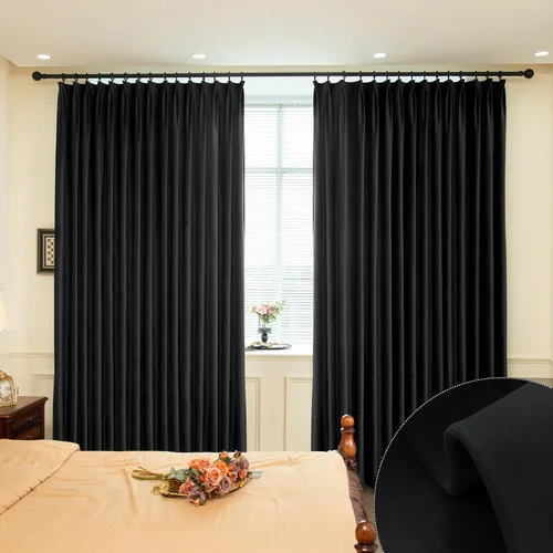 Vista 16 de MUMFAS Panel de Cortina con Pliegues Pellizcos de Terciopelo Sólido con Aislamiento Térmico 95% Opaca para Puerta de Patio para Barra Transversal