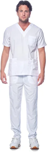 Vista 12 de Conjunto de uniforme sanitario Dagacci unisex, con cuello en V, súper elástico, conjunto de uniforme Negro