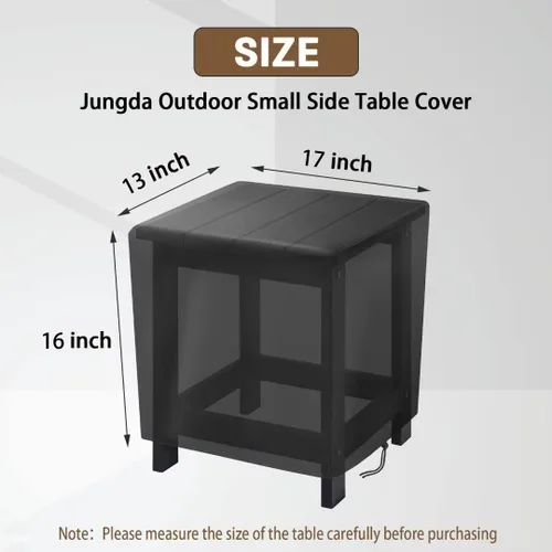 Vista 2 de Funda pequeña para mesa auxiliar de exterior, cubierta de mesa auxiliar de patio de 17 pulgadas para exteriores, funda impermeable para muebles