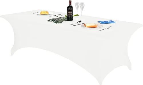 Vista 48 de FORLIFE - Funda de mesa de elastano, mantel ajustado de 4 pies para mesas rectangulares, funda elástica para patio, universal para bodas, banquetes