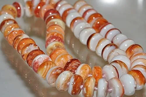 Vista 2 de Bella-gems Collar de concha de ostra espinosa naranja y rojo mexicano natural I1279