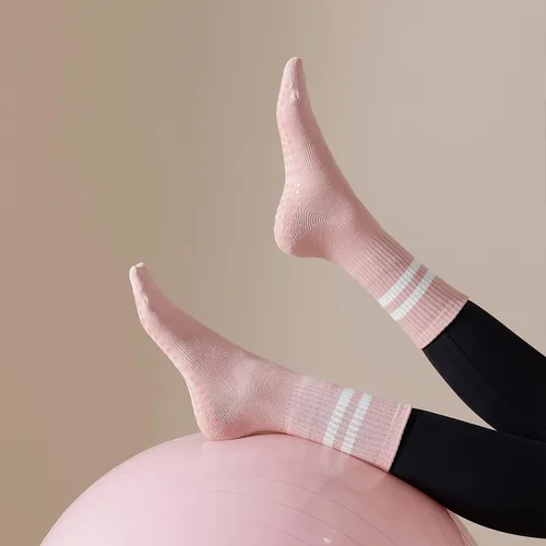 Vista 6 de Lacholin 3 pares de calcetines de yoga y pilates con empuñaduras para mujer, calcetines de algodón antideslizantes para barras, ballet, danza