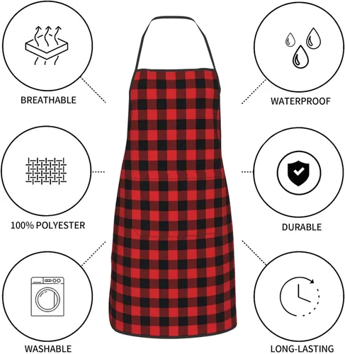 Vista 6 de Delantal para mujeres y hombres, delantales de cocina con bolsillo para cocinar, hornear, jardinería, parrilla, barbacoa