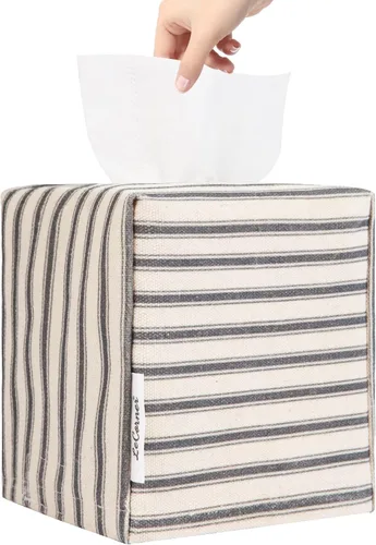 Vista 10 de Funda para caja de pañuelos, soporte cuadrado para caja de pañuelos de tela, elegante almacenamiento de papel higiénico, organizador moderno