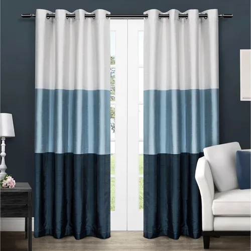 Vista 22 de Exclusive Home Curtains Chateau Rayed Sky Silk Grommet Top Top Curtain Panel Panel, 54x96, Pearl Black, 2 Count Perla negra