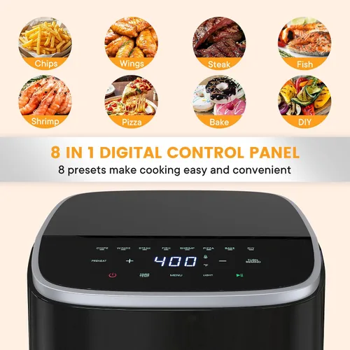 Vista 5 de Sweetcrispy Air Fryer 4QT, 8 Presets Airfryer with Visual Window, Nonstick