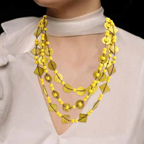 Vista 7 de Generic Collar de estilo retro bohemio para mujer, cuentas de madera tejidas a mano con dijes de concha, joyería de moda para mujeres y niñas