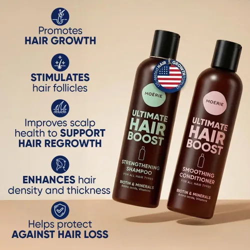 Vista 3 de Moerie Champú y acondicionador voluminizador para la caída del cabello - Productos espesantes con ingredientes de origen natural - Más de 100