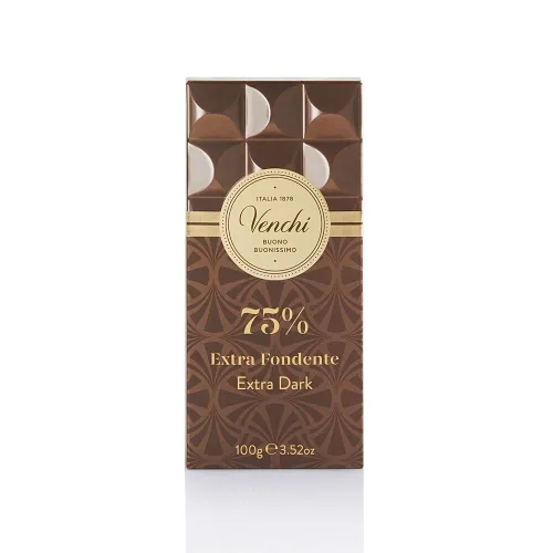 Vista 3 de Venchi Cuor di Cacao Barra de chocolate extra oscuro 75% 3.52oz (paquete de 2)