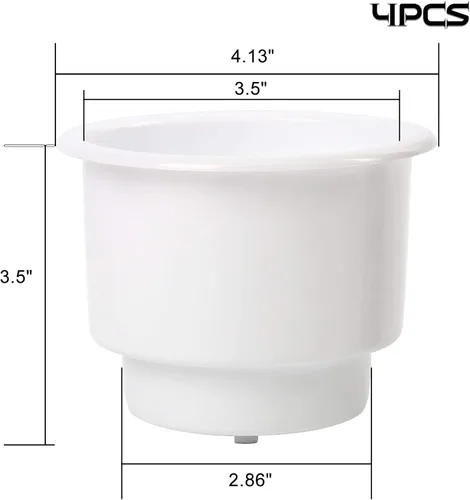 Vista 2 de Amarine Made 4pcs sostenedor de plástico marino para bebidas con inserto de drenaje, color blanco