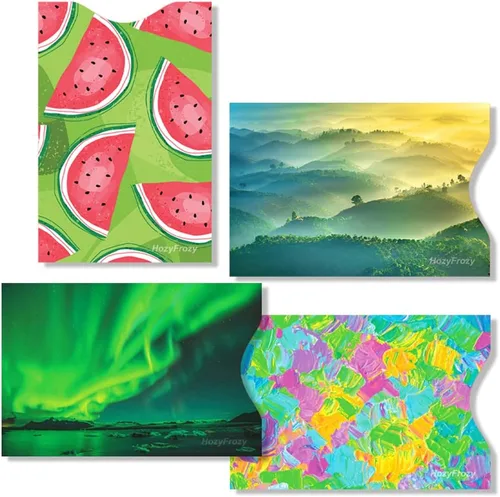 Vista 2 de 8 fundas de bloqueo RFID, diseños únicos y artes en verde, soporte antirrobo, protector de tarjeta de crédito, fácil de reconocer, resistente