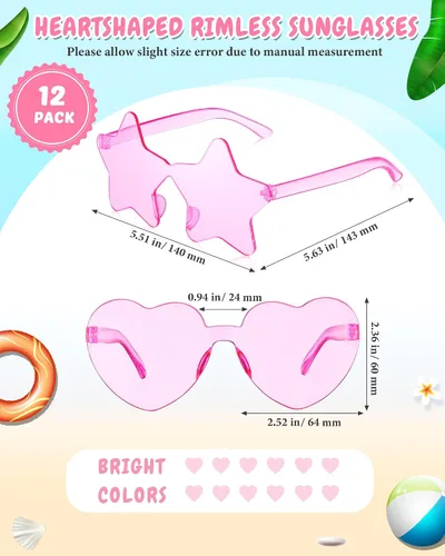 Vista 2 de Kanayu 12 lentes de sol sin montura de estilo mixto, regalos de fiesta retro para despedida de soltero, sesión de fotos, accesorios de disfraz