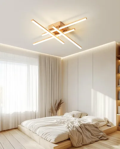 Vista 8 de Lámpara de techo moderna Sputnik LED regulable con control remoto, iluminación de techo negra empotrada, lámpara de techo para dormitorio, estudio