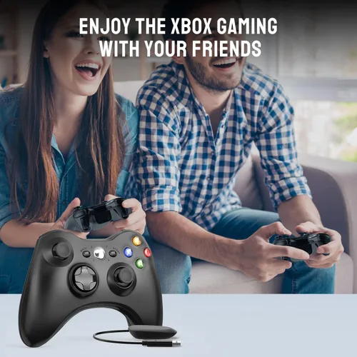 Vista 7 de ASTARRY Controlador inalámbrico compatible con Xbox 360 control de juego de 24 GHZ joystick compatible con Xbox y Slim 360 PC Windows 7 8 10 negro