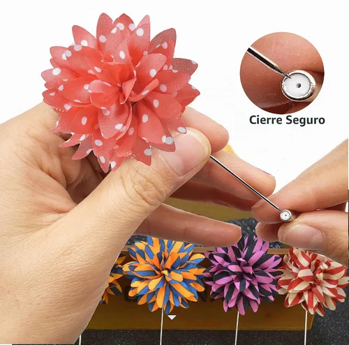 Vista 4 de Alfileres de solapa para hombre, diseño de flores de boda, paquete de 12, Sin gemas.