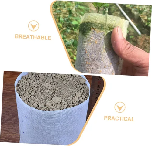 Vista 3 de 200pcs Non-Woven Fabric Grow Bags Thickened Seedling Nursery Planters 9x12cm Biodegradable Garden Planting Pots for Vegetable and Flower Cultivation