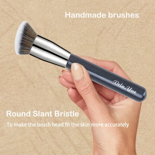 Vista 6 de Juego de 2 brochas de maquillaje para base, para difuminar, pulir, líquido, crema
