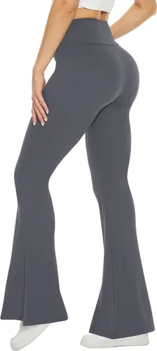 Vista 35 de TNNZEET Leggings acampanados negros para mujer, pantalones de yoga cruzados con bolsillos, corte de bota, leggings acampanados