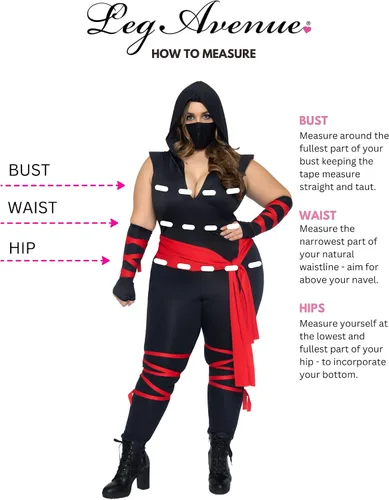 Vista 10 de Leg Avenue Disfraz de ninja mortal de 4 piezas para mujer