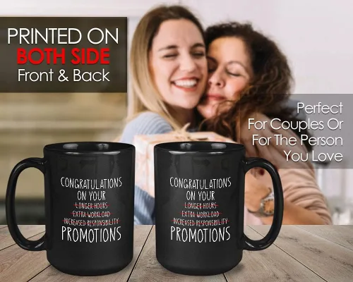 Vista 5 de Bubble Hugs Taza de café de promoción – Felicitaciones por tu promoción – Felicitaciones Buen comienzo trabajo oficina nuevo desafío principiante