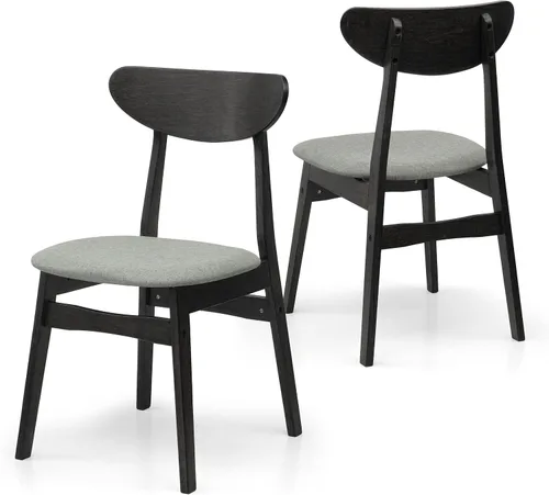 Vista 4 de Juego de mesa de comedor de 5 piezas, 4 sillas Yumiko de madera maciza con mesa de comedor rectangular extensible Edison, juego de comedor