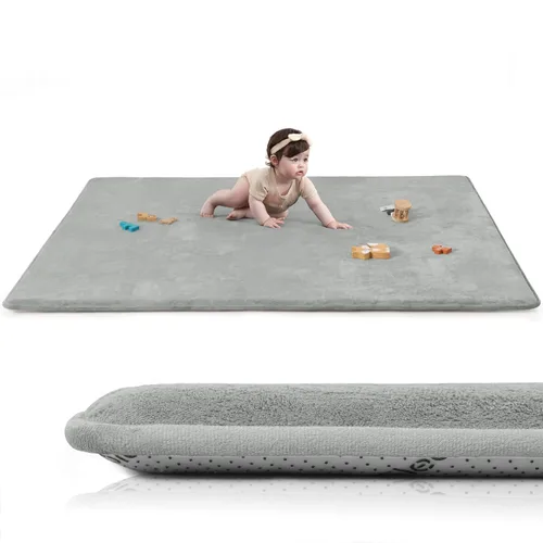 Vista 12 de Tapete de juego ultra suave para bebé, tapete redondo de espuma elástica de 1.3 pulgadas de grosor de 47 pulgadas para niños pequeños, parte trasera