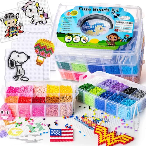 Vista 9 de Kit XL de cuentas de fusible, cuentas de fusión para manualidades infantiles Kit de planchado para niños - Cuentas de fusible, compatibles