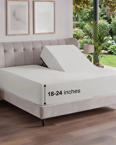 Vista 173 de Sábana bajera ajustable extra profunda Twin XL – Sábana bajera individual de lujo de hotel solamente – Se adapta fácilmente a colchones de 18 a 24