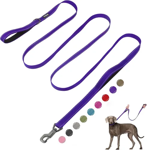 Vista 13 de Fida Correa resistente de 4 pies para perro con 2 cómodas asas acolchadas, asa de tráfico y gancho avanzado de fácil presión, correa reflectante