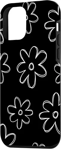 Vista 2 de Funda para iPhone 12 Mini con diseño de flores silvestres en blanco y negro