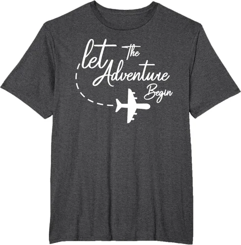Vista 65 de Let The Adventure Begin - Camiseta inspiradora en modo de viaje en avión, Negro, S