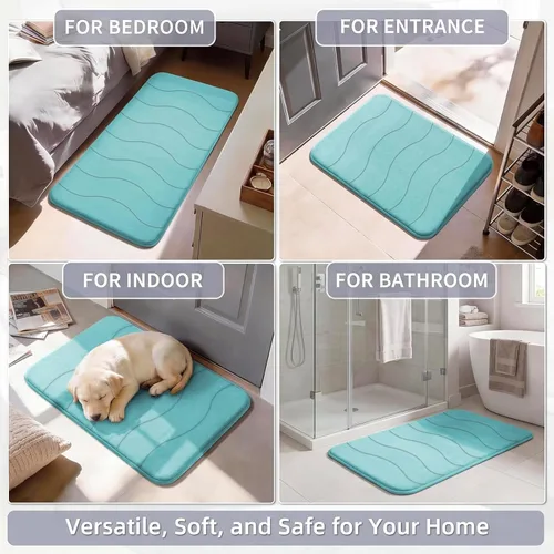 Vista 6 de Flamingo P Alfombra de Baño de Espuma Viscoelástica Tapetes de Baño Alfombra Antideslizante Absorbente de Agua para Ducha, 24x17 pulgadas, Verde Aqua