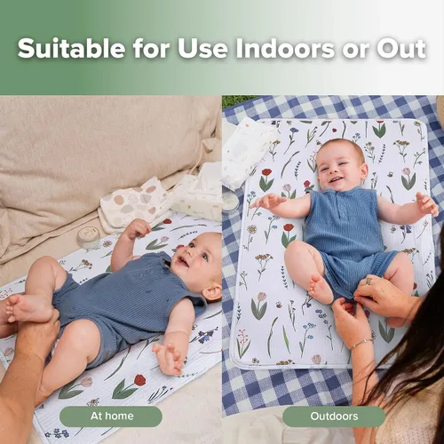Vista 6 de haakaa Forros impermeables para cambiador (1 unidad, 19.7 x 27.5 pulgadas, flor de miel) Reusable Waterproof Baby Changing Mat with 100% Cotton