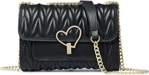 Vista 6 de Bolsos de hombro acolchados para mujer bolsos cruzados de cuero de vaca bolsos cruzados para mujer bolso pequeño con correa de cadena