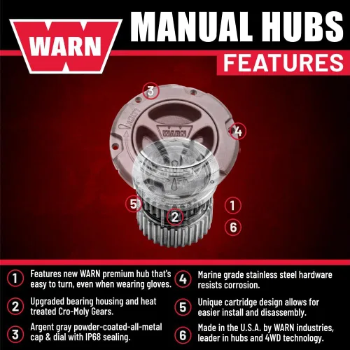 Vista 5 de WARN 108325 Bujes de bloqueo manual premium para Ford Super Duty F‑250, F‑350, F‑450 y F‑550 – 35‑Spline, bujes manuales de servicio pesado, juego