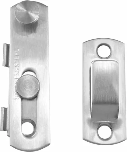 Vista 3 de Pestillo de puerta plegable doble de acero inoxidable, pestillo francés con tornillos, tipo plano giratorio de 180°, para puertas de granero, 4 uds