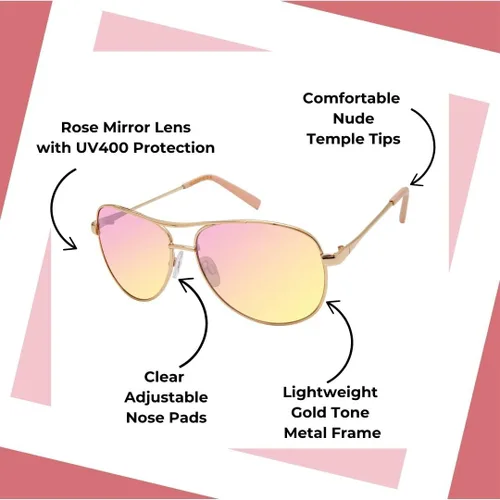 Vista 22 de Jessica Simpson J106 Iconic Aviator Pilot - Gafas de sol para mujer con protección UV400
