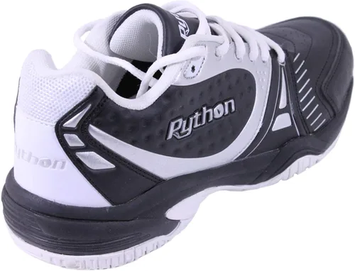 Vista 2 de Python Deluxe - Zapatos de cancha para interiores (racquetball, squash, bádminton, pickleball, voleibol) (bajo y medio) (colores negro y blanco)