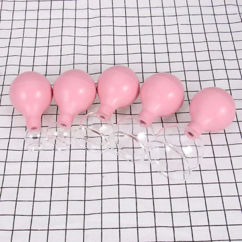 Vista 9 de Masaje corporal de goma y vidrio de ventosas al vacío tazas de ahuecamiento corporal chino 5pcs (rosa)