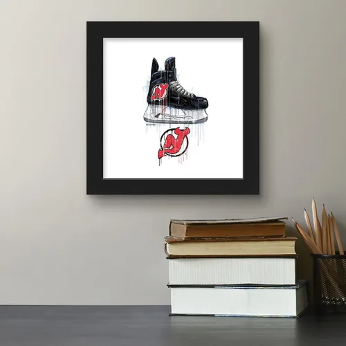 Vista 4 de Trends International Gallery Pops NHL New Jersey Devils - Arte de pared de patín de goteo, versión enmarcada negra, 12 x 12 pulgadas