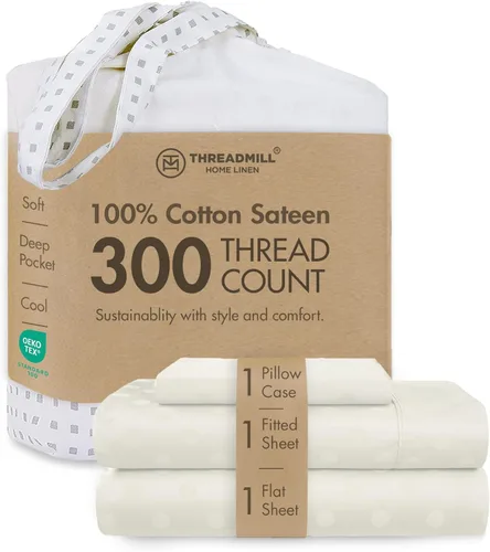 Vista 57 de Threadmill Juego de sábanas de algodón Twin Sábanas 100% algodón para cama tamaño Twin Juego de sábanas de satén jacquard damasco con bolsillo