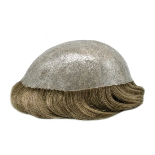 Vista 358 de Toupee para hombre 100% cabello humano real tupé para hombres 0.004 in piel de poliuretano para hombre, sistema de reemplazo de piezas de pelo