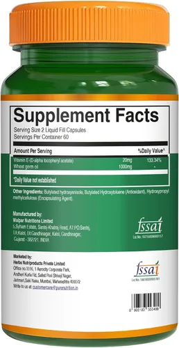 Vista 6 de Pure Nutrition Vitamina E con aceite de germen de trigo, 1020 mg 120 cápsulas Fuente natural de vitamina E Suplemento para el cabello