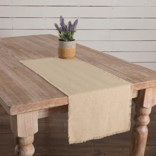 Vista 7 de VHC Brands Farmhouse Holiday - Alfombra de arpillera blanca vintage para mesa y cocina, 13 x 48 pulgadas