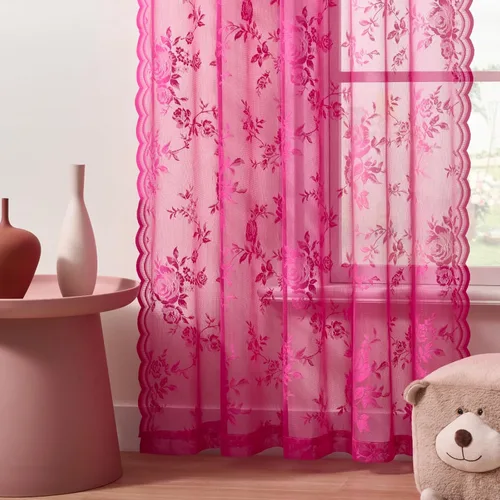 Vista 43 de Cortinas de encaje beige, juego de 2 paneles de cortinas traslúcidas con bolsillo para cortinero, decoración de ventana pequeña, baño, sótano