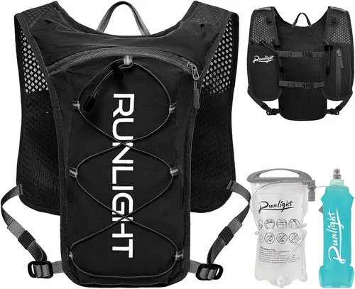 Vista 9 de Runlight Chaleco para correr para mujeres y hombres, mochila ligera de hidratación con bolsa de vejiga de agua de 1.5L, mochila diurna hidro