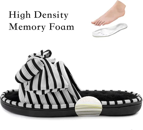 Vista 3 de ULTRAIDEAS - Pantuflas de espuma viscoelástica para mujer, con puntera abierta y correa ajustable, pantuflas de meter sin agujetas para mujer, forro