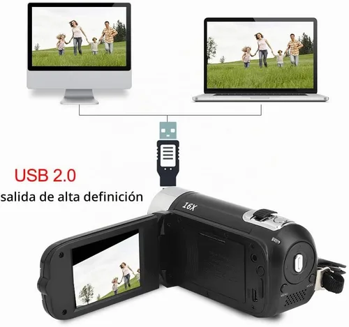 Vista 5 de Focket Retro Videocámara 16X Zoom, cámara de video para adolescentes principiantes 6MP, 2.7" screen, 128GB SD support, built-in mic & speaker