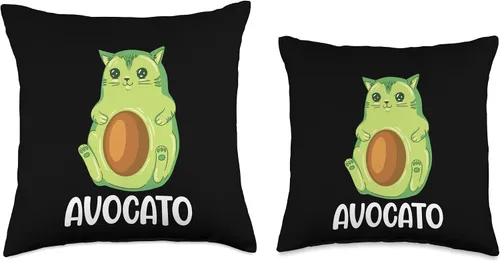 Vista 3 de Avogato Vegan Avocado Cat Throw Pillow