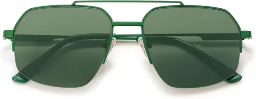 Vista 29 de SOJOS Trendy Aviator Sunglasses Mens Womens Retro Double Bridge Metal Frame Semi-Rimless Shades SJ1191